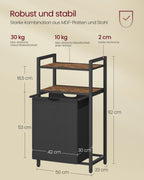Tvättkorg med 2 hyllor 65 liter vintage brunsvart