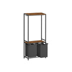 Tvättkorg-med kappa rack-2-fack-vintage brunklassiker svart