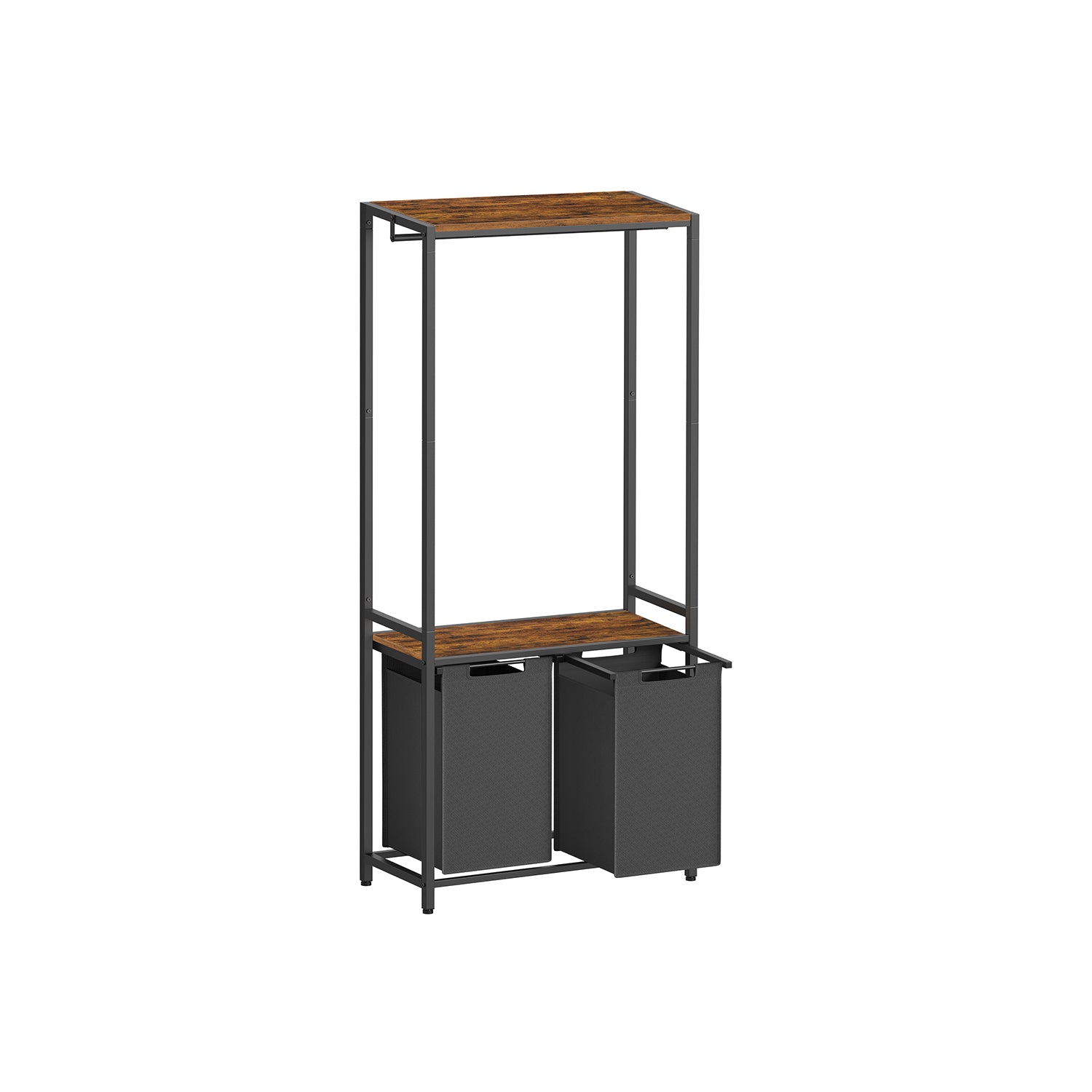 Tvättkorg-med kappa rack-2-fack-vintage brunklassiker svart