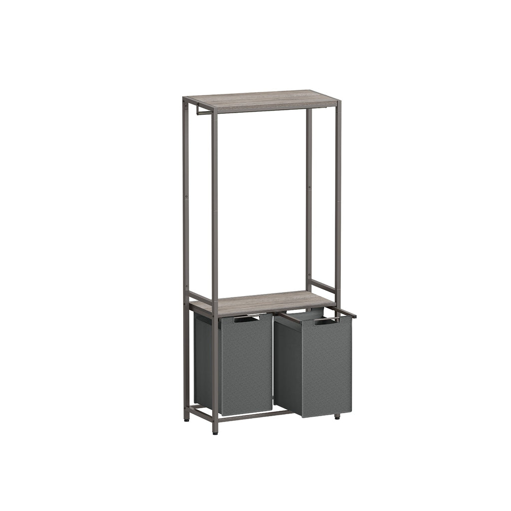 Tvättkorg-med kappa rack-2-fack-vintage brunklassiker svart
