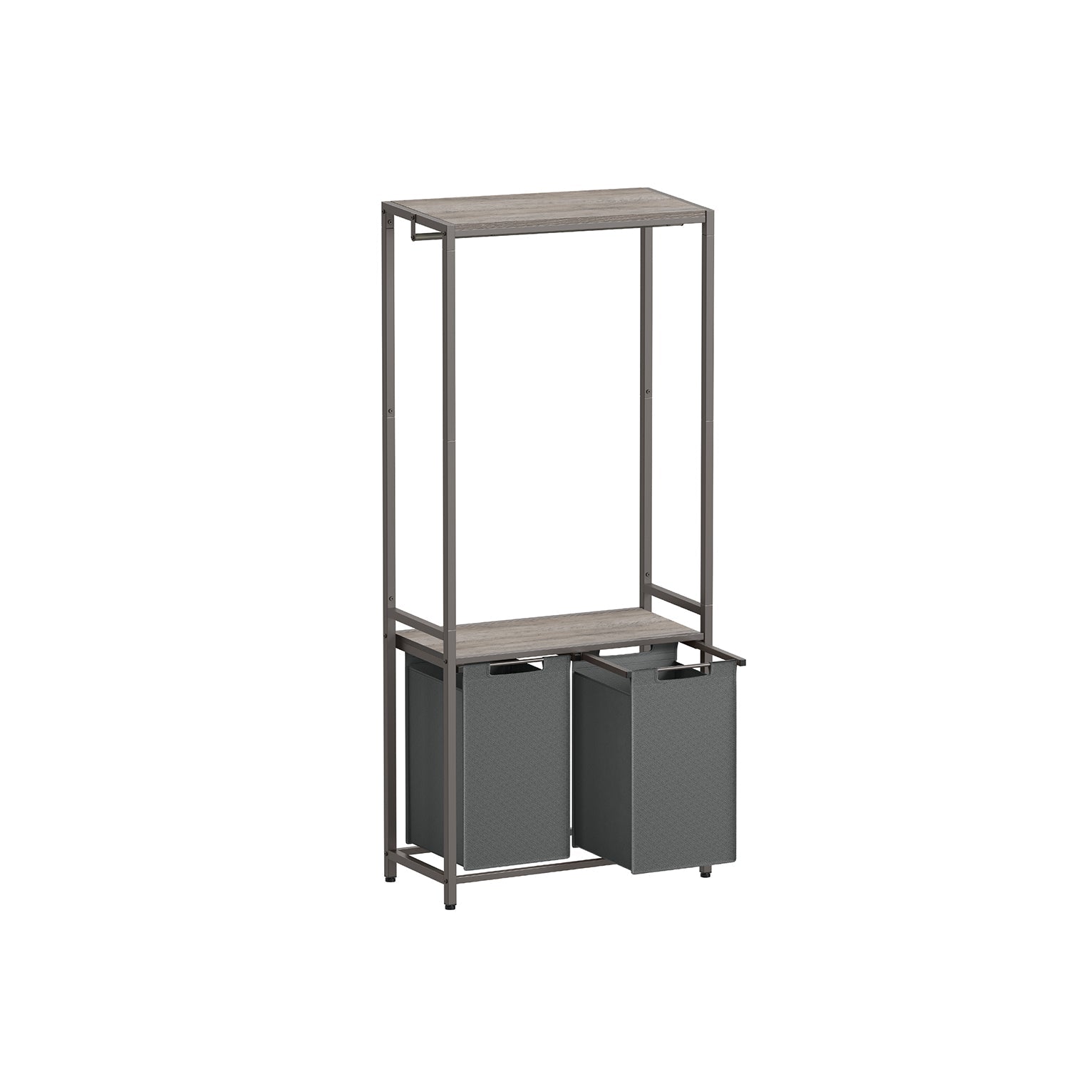 Tvättkorg-med kappa rack-2-fack-vintage brunklassiker svart