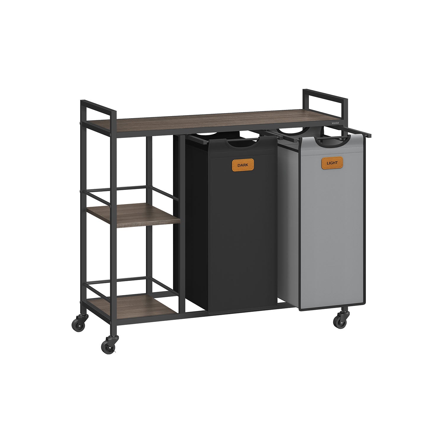 Tvättkorg 2 banor kastanj-bläck-svart duva grå