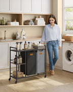 Tvättkorg 2 banor kastanj-bläck-svart duva grå