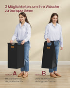 Tvättkorg 2 banor kastanj-bläck-svart duva grå