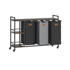 Tvättkorg med 3 fack - på hjul med avtagbara kurser