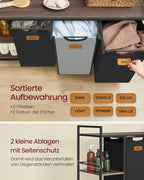 Tvättkorg med 3 fack - på hjul med avtagbara kurser