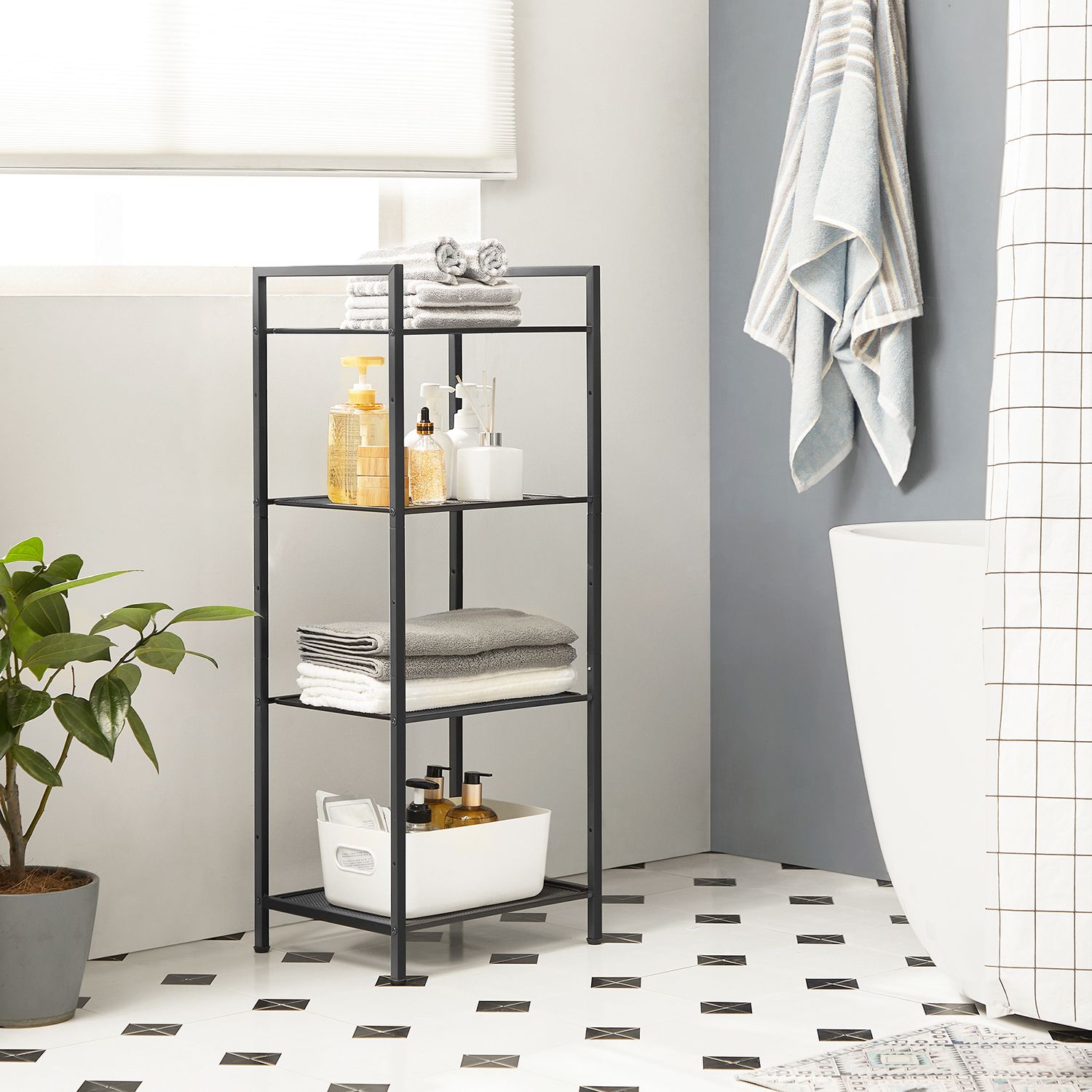 Badrumsställ - Standing Rack - Plant Rack - Badrumsskåp - Svart