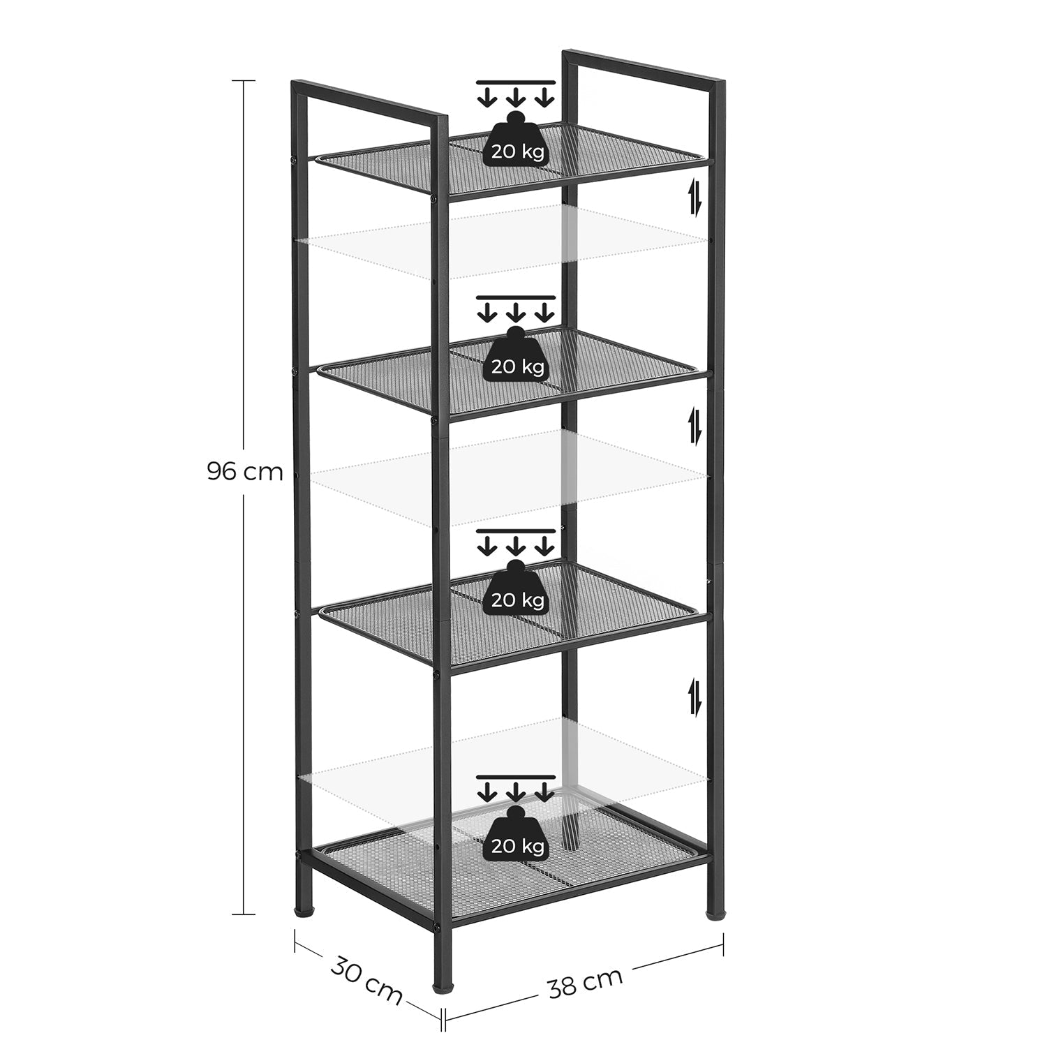 Badrumsställ - Standing Rack - Plant Rack - Badrumsskåp - Svart