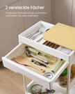 Trolley - 25,5 x 41 x 68 cm - Wit/Goud Eiken - 3 lagen - Maximale belasting per plank 10 kg