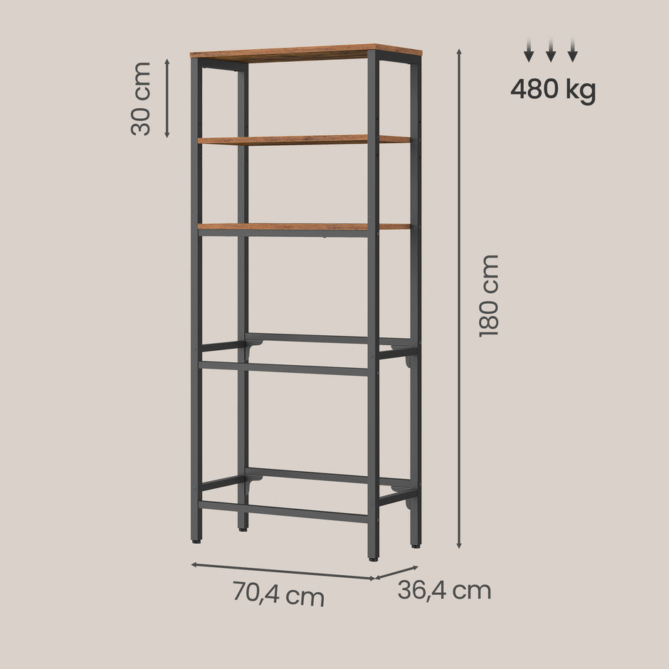 Krattenrek - Voor 4 Kratten - 3 Planken - Staal - Bruin-Zwart