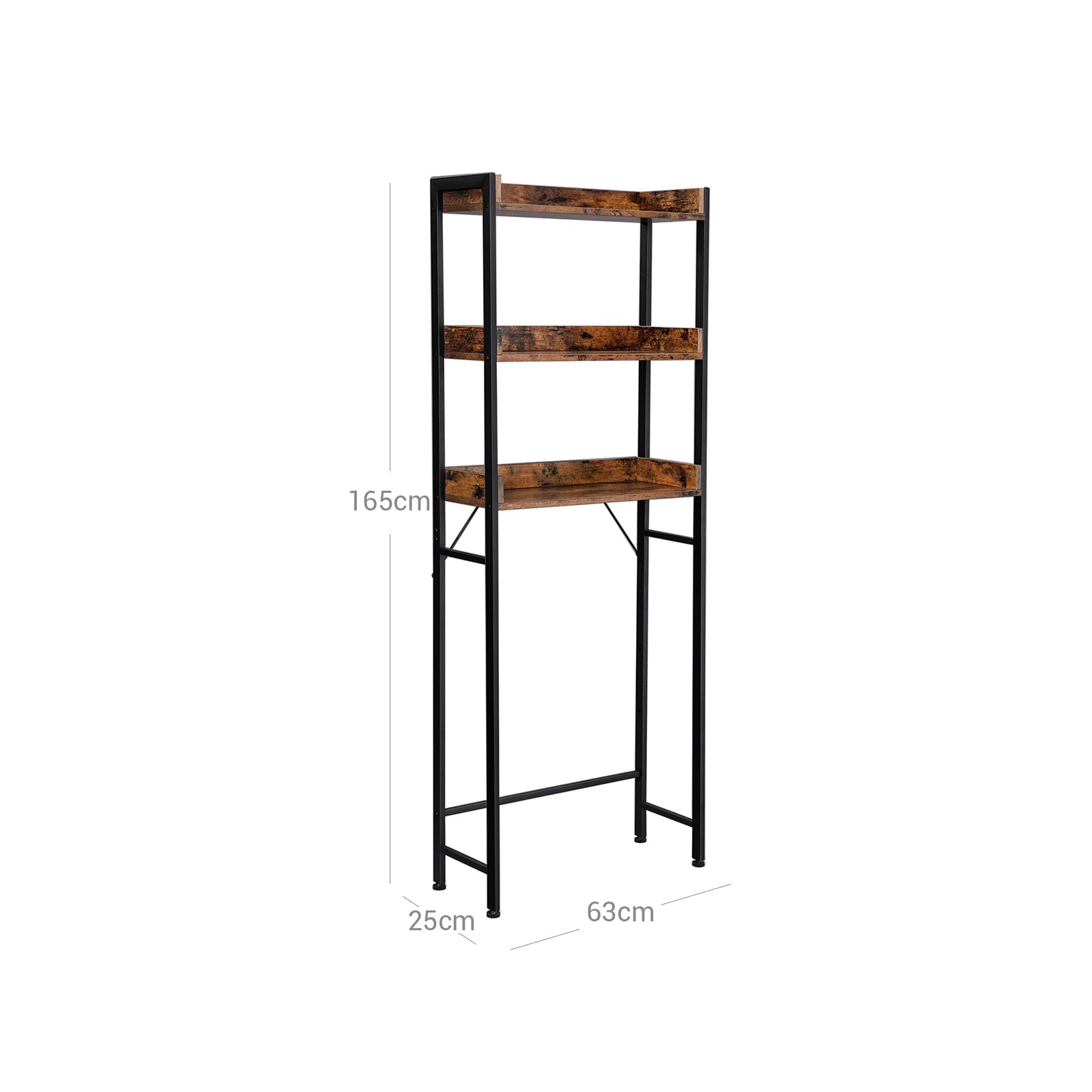 Badrumsställ - med 3 öppna hyllor - Industrial - Brown/Black