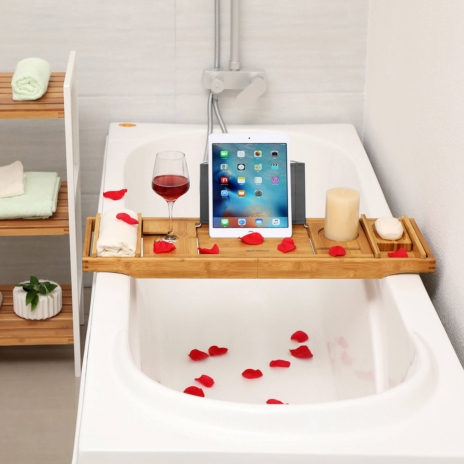 Bambu Bath Board - Justerbar - med kopphållare - Natural