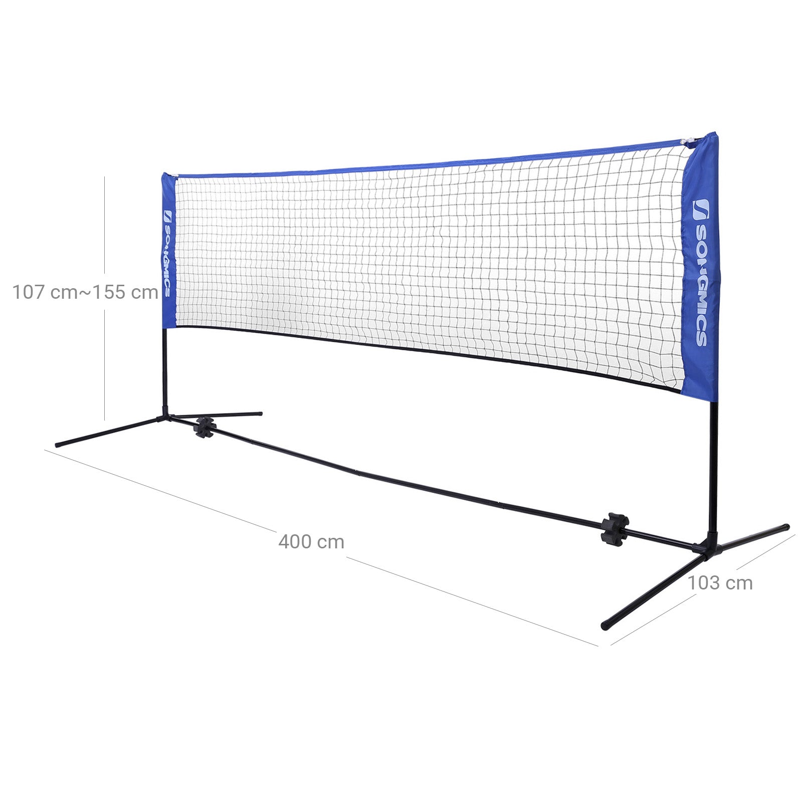Badmintonnet - Justerbart tennisnätverk - 3 meter - blått