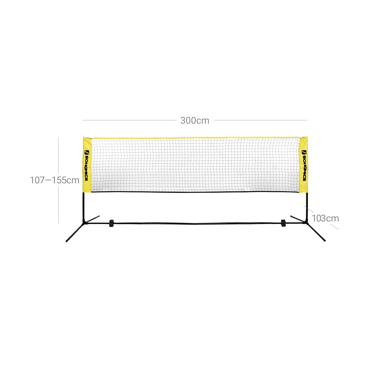 Badmintonnet - Justerbart tennisnätverk - inklusive standard- och bärväska - gul/svart