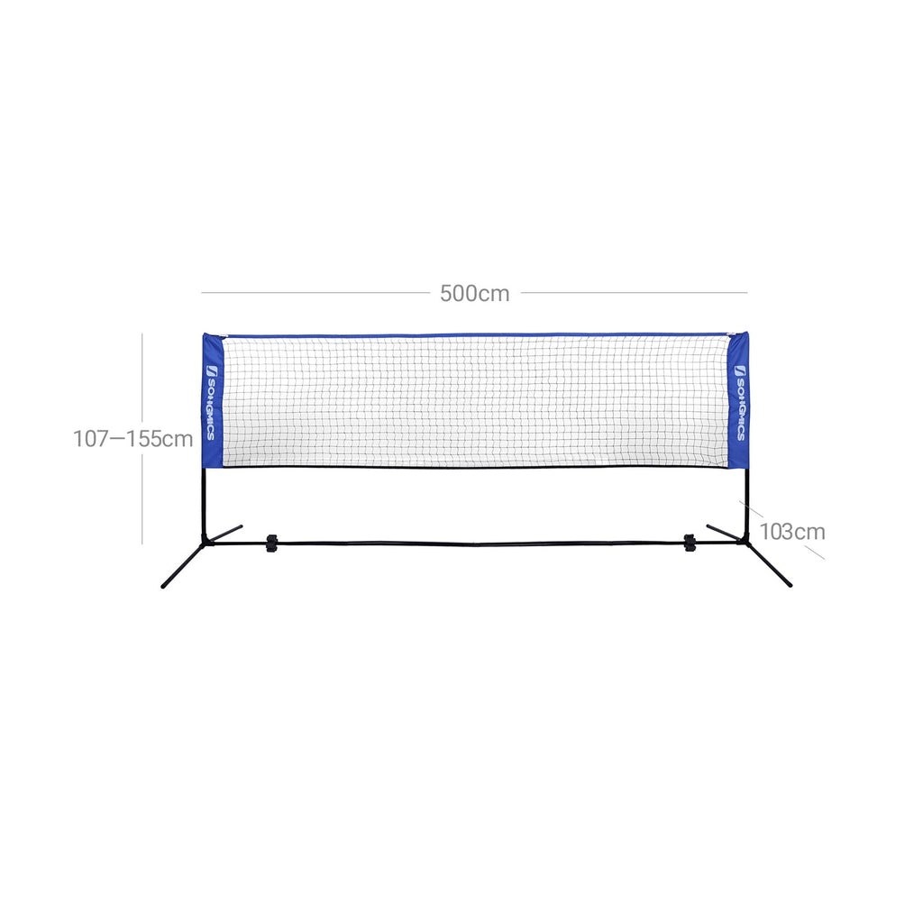 Badmintonnet - Justerbart tennisnätverk med järnram och väska - blå