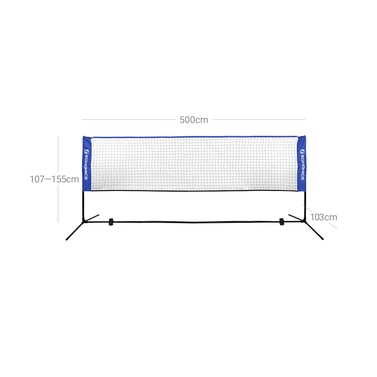 Badmintonnet - Justerbart tennisnätverk med järnram och väska - blå