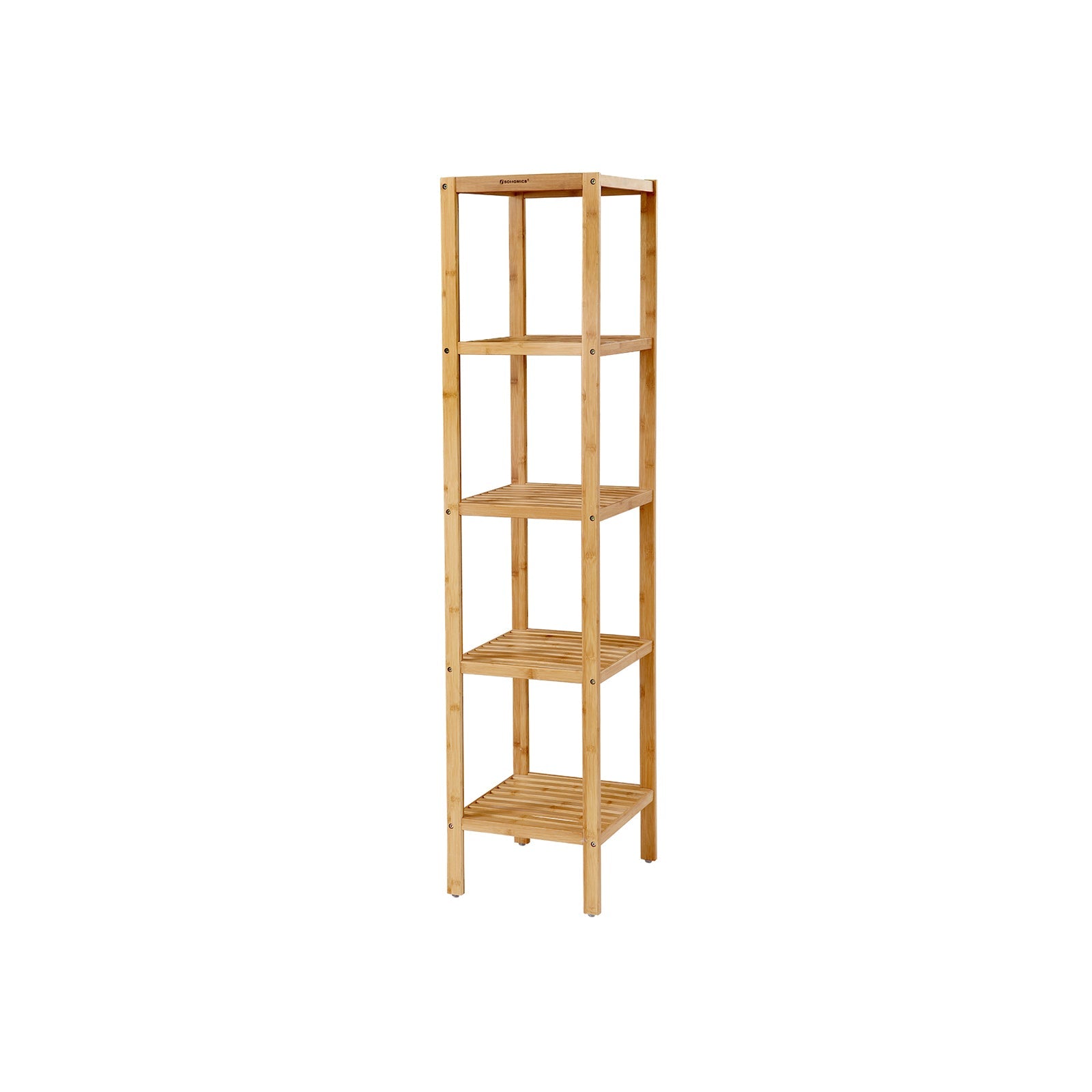 Badrumsställ - bambu - 5 våningar - 33 x 33 x 146 cm - smal