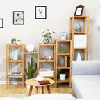 Badrumsställ - bambu - 5 våningar - 33 x 33 x 146 cm - smal