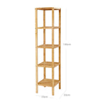 Badrumsställ - bambu - 5 våningar - 33 x 33 x 146 cm - smal