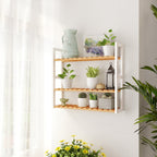Badrumsställ - med justerbara hyllor - Bambu - Natural/White
