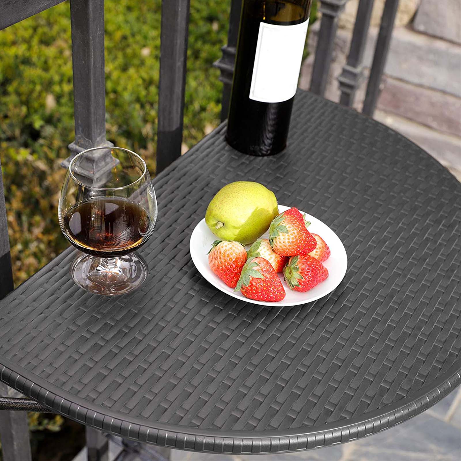 Balkong Hang Table - Polyrotan - Svart