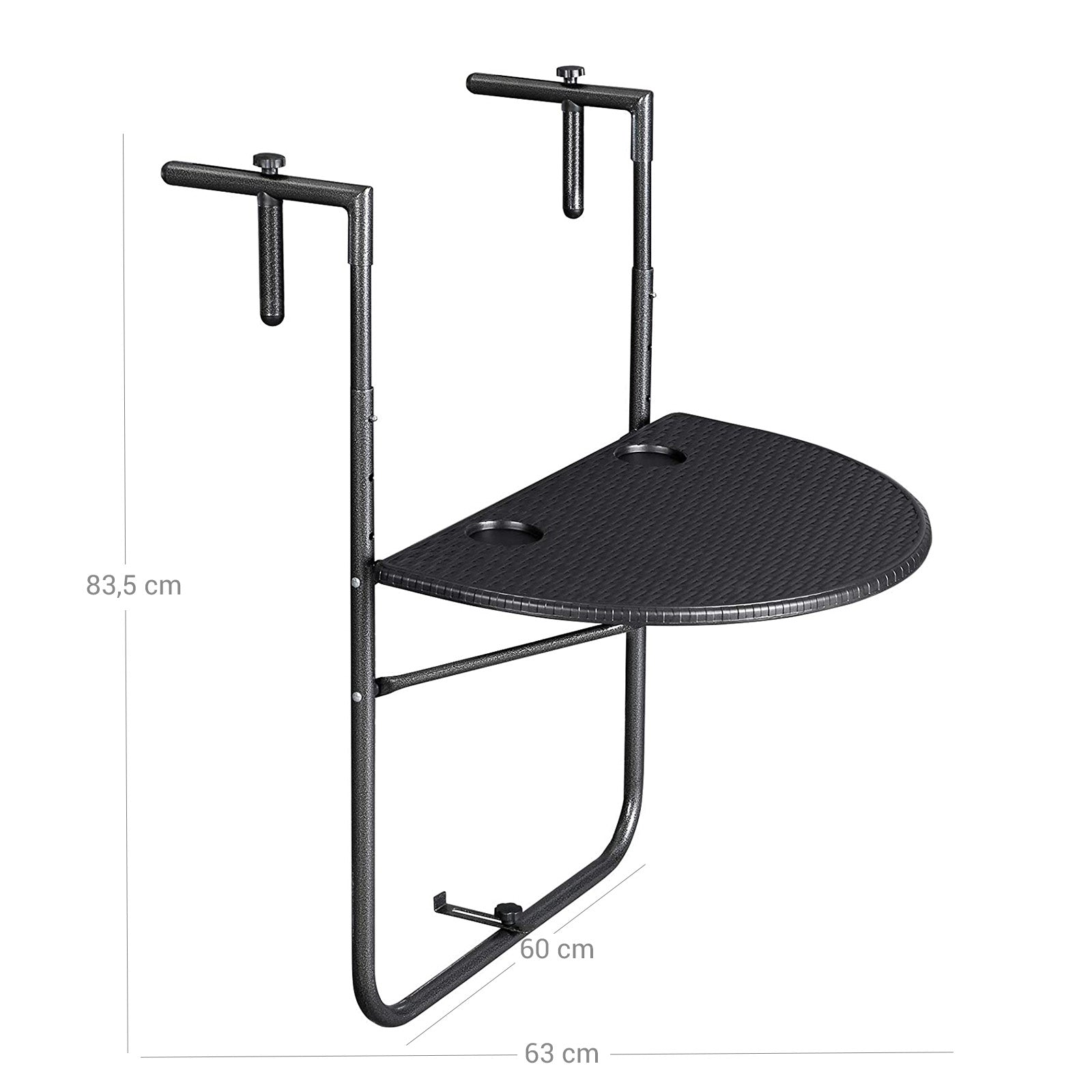 Balkong Hang Table - Polyrotan - Svart