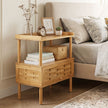 Bambu – nattbord med öppen hylla och hopfällbar dörr magnetlås, cm, naturfärgad – 41 x 31 x 59