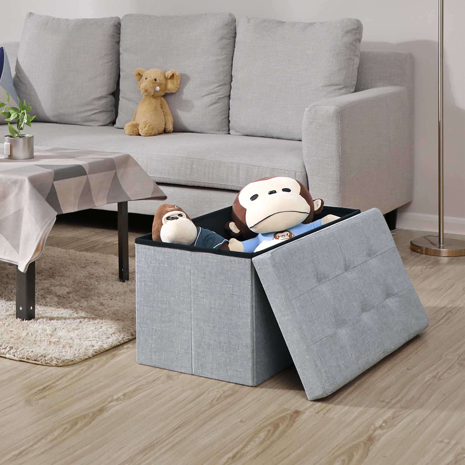 Soffa - 80 L - vikbar - 300 kg - 76 x 38 x 38 cm - ljusgrå