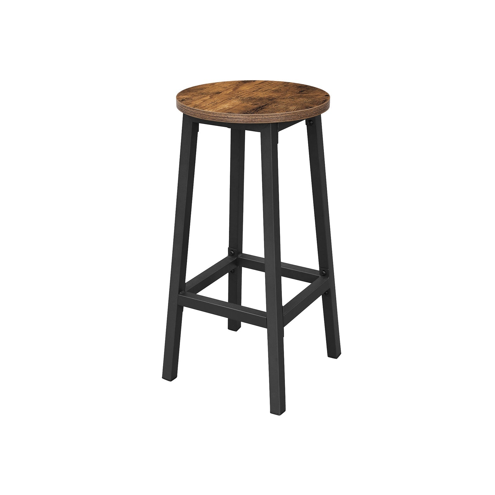 Barstolar set om 2 – Rund sits – Vintage brun/svart
