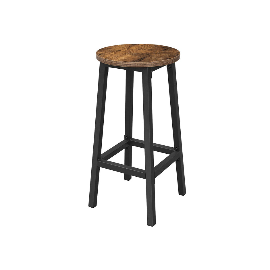 Barstolar set om 2 – Rund sits – Vintage brun/svart
