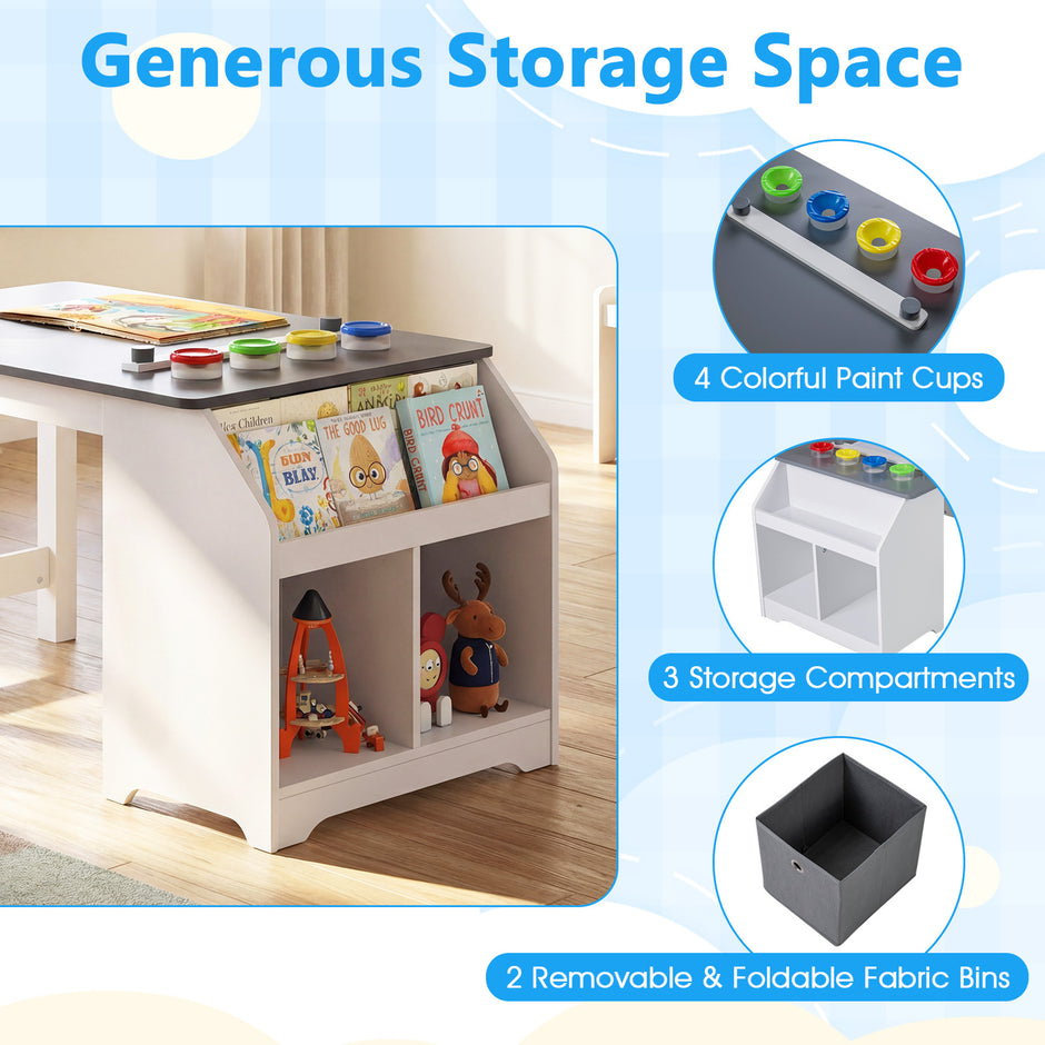 Barnbord – och pallset, trä sittgrupp för med pappersrullehållare, färgkoppar – 4