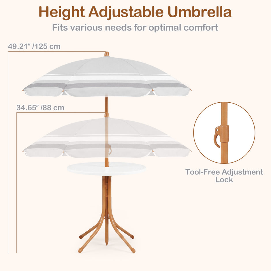 Barnmöbelset – med höjdjusterbart solparasoll, 4‑delat barnset bord och fällstolar – 2