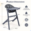 Barnmatstol – 3‑i‑1, barnstol med justerbar bricka och fotstöd, max – 15 kg