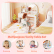 Barnsminkbord – med belysning prinsessbord belyst spegel frisörsbord Rent