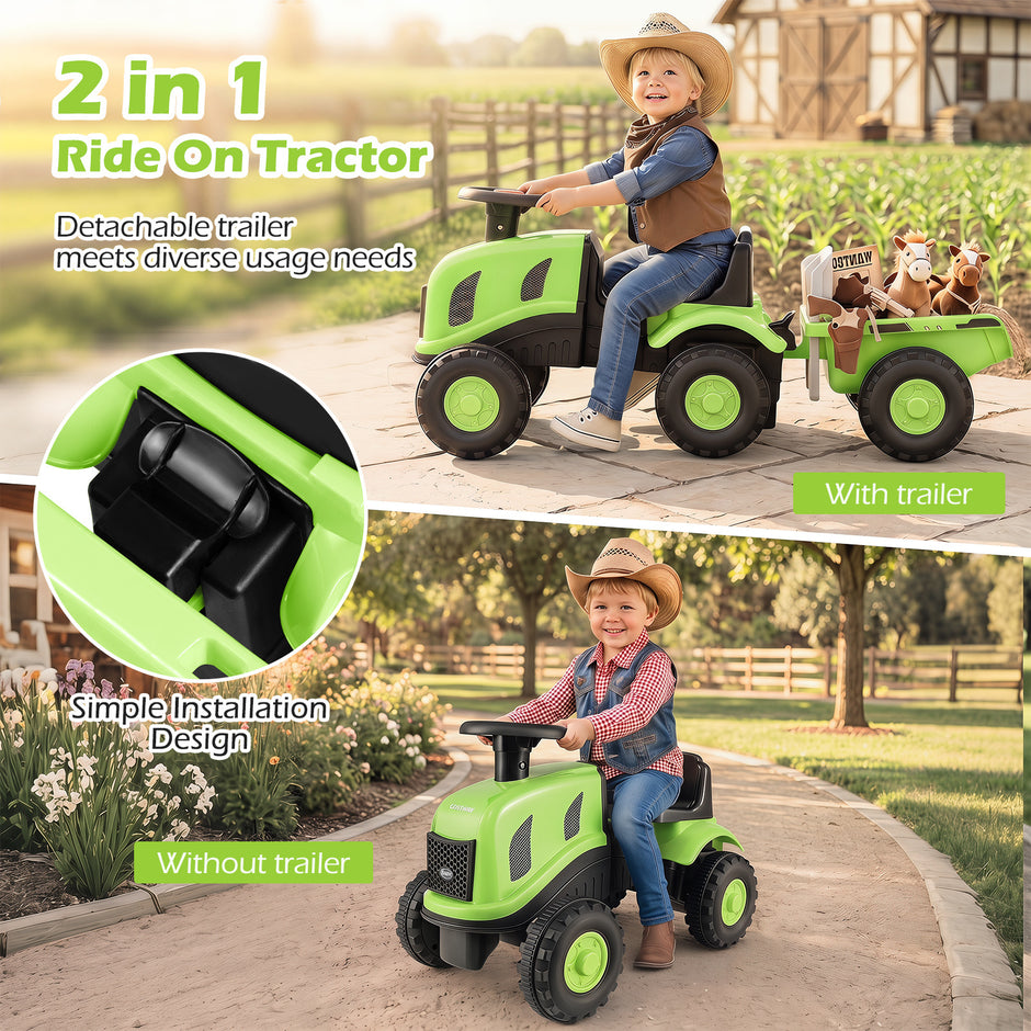 Barntraktor – med släp, tuta och ergonomisk sits, i rutschfordon max belastning – 2 1 25 kg