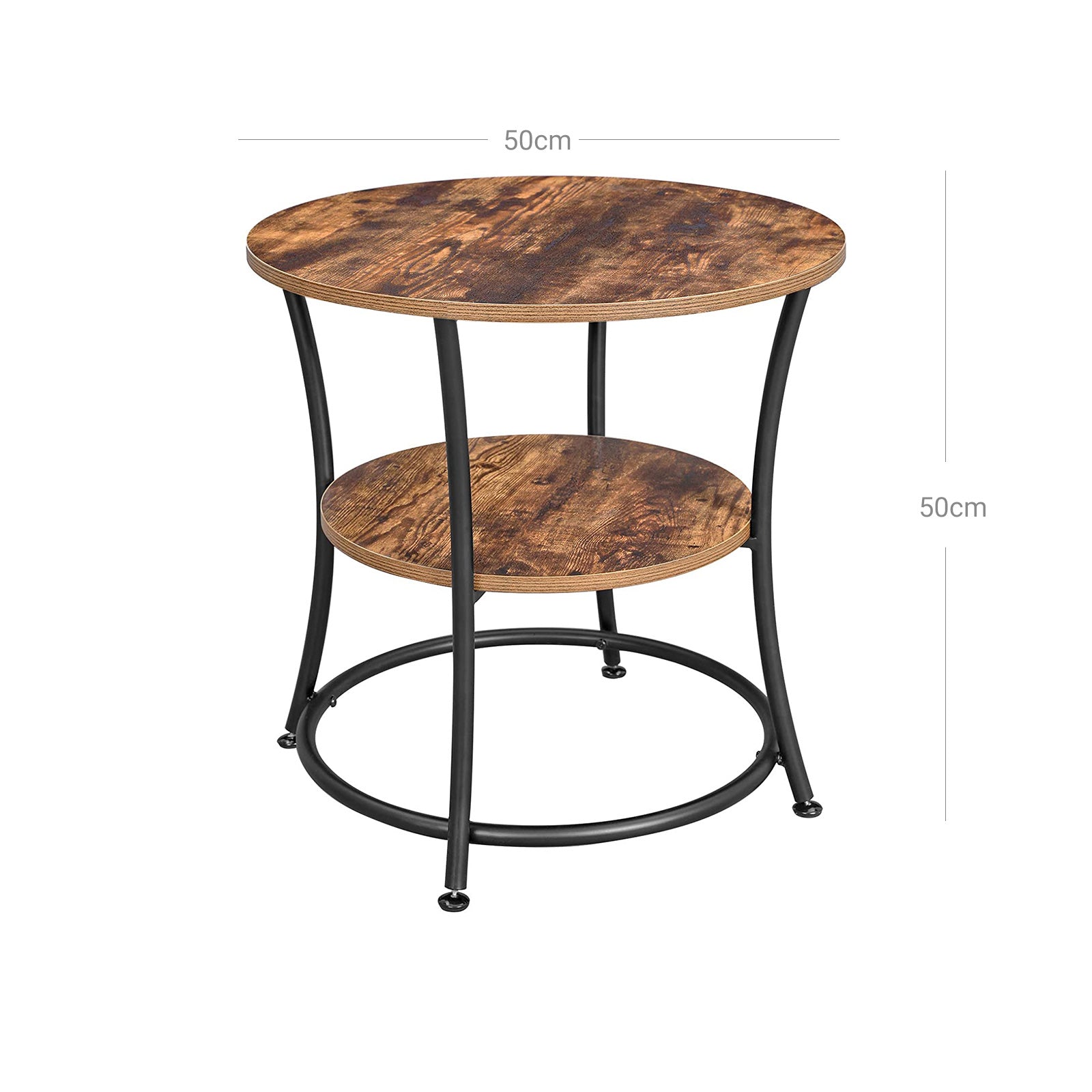 Sidobord - med 2 hyllor - industriell design - brun/svart
