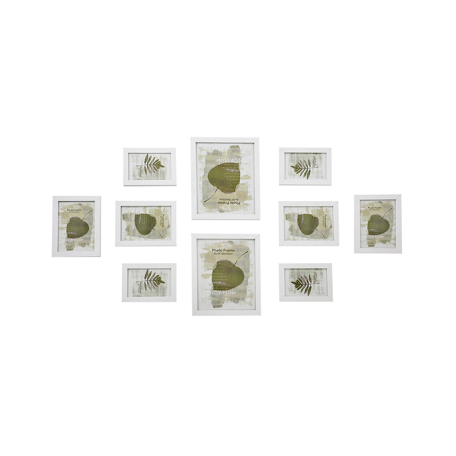 Fotoram set om 10 st – Trälook – Vit