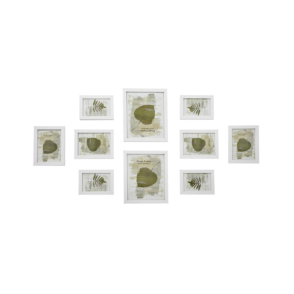 Fotoram set om 10 st – Trälook – Vit