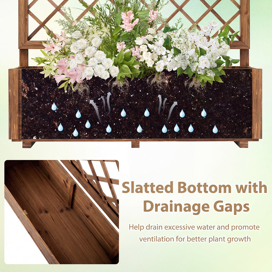 Blumlåda – med spaljé, upphöjd planteringsbädd och dräneringshål Orange – 98 x 35 x 101 cm