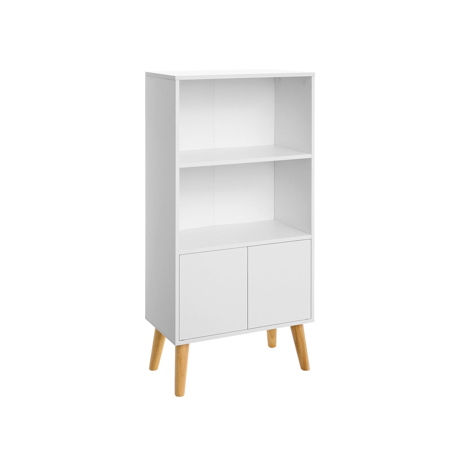 Bokhylla – Retrodesign med dörrar – Trälook/brun