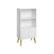 Bokhylla – Retrodesign med dörrar – Trälook/brun