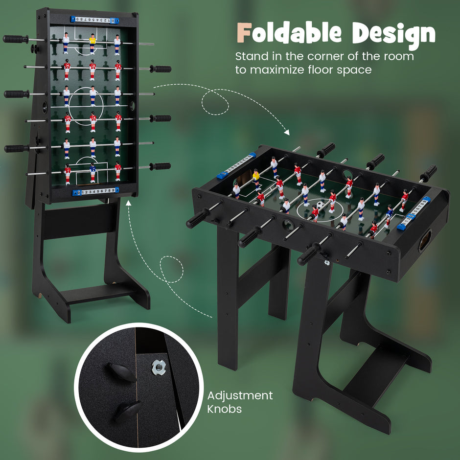 Bordfotboll, – platsbesparande fotbollsbord med stabila handtag, – 33 x 36 x 109 cm