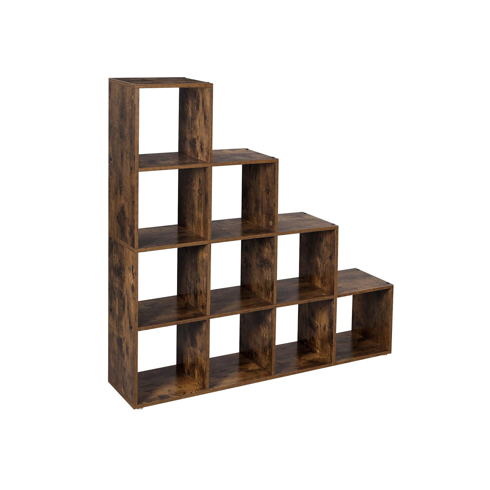 Bokhylla - förvaringsskåp med 10 hyllor - mörkbrun - vintage design