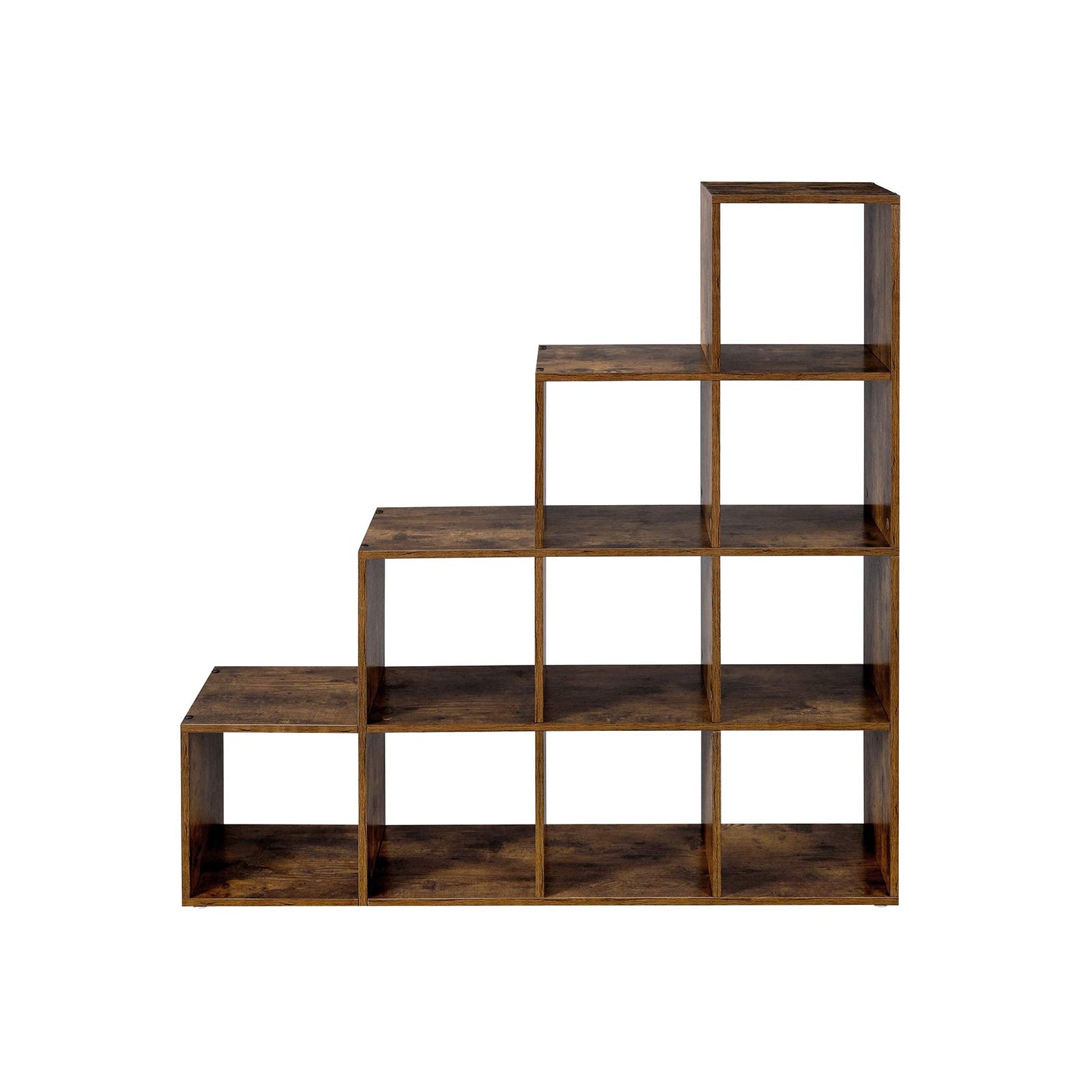 Bokhylla - förvaringsskåp med 10 hyllor - mörkbrun - vintage design
