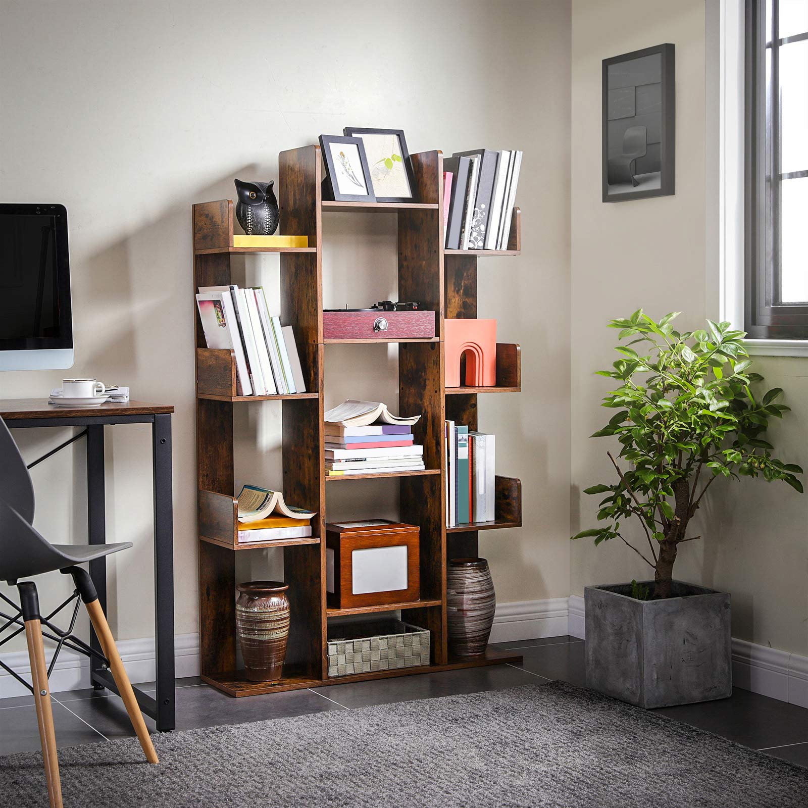 Bokhylla - Tree -formad bokhylla - Vintage Brown