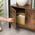 Bokhylla - vardagsrumskåp - förvaringsskåp - stående rack - vintage brun/svart