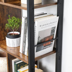 Bokhylla - vardagsrumskåp - förvaringsskåp - stående rack - vintage brun/svart
