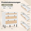 Byrå, – lådskåp med rattanlådor Vitt – 3 75 x 35 x 77,5 cm