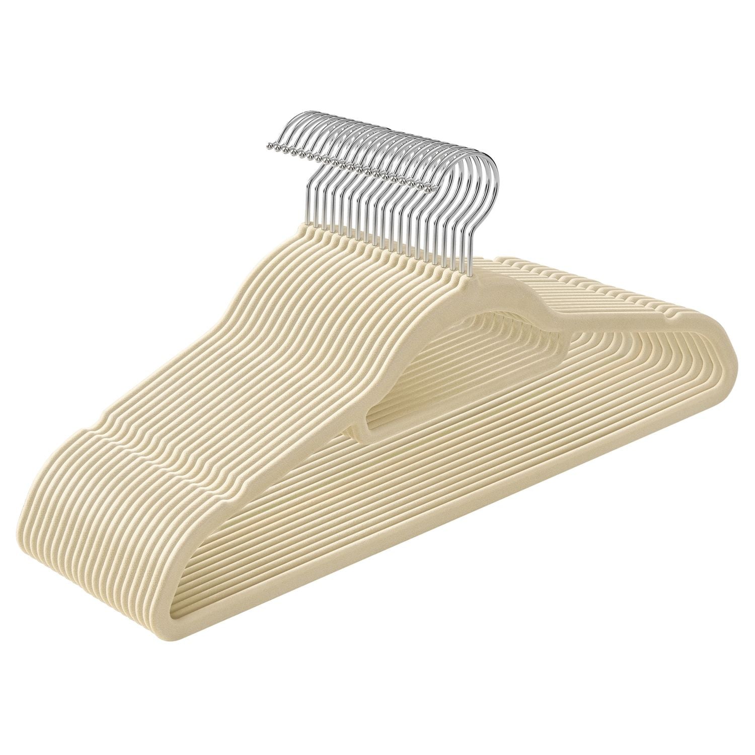 Klädhängare - Velvet - Uppsättning av 20 - 0,6 cm tjock - vit