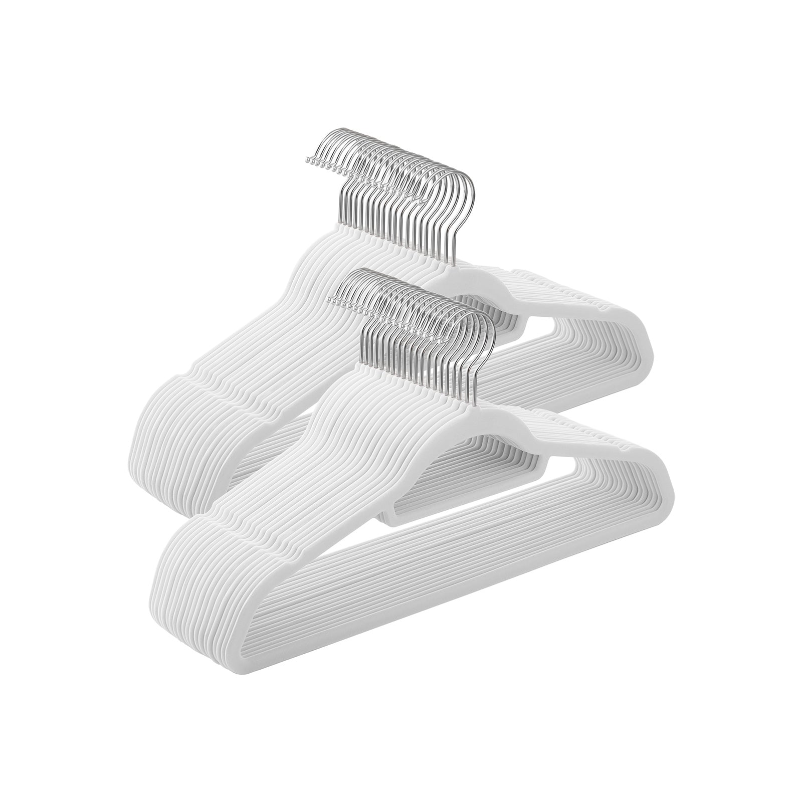 Klädhängare - Velvet - Uppsättning av 20 - 0,6 cm tjock - vit